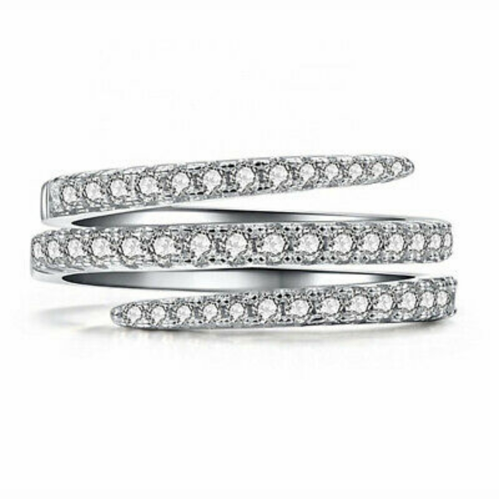 Pretty Silver Three Circle Winding Ring - Picture 4 of 4